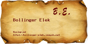Bollinger Elek névjegykártya